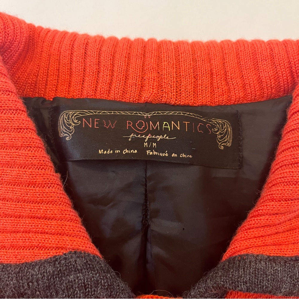 Free People New Romantics Molly Long Red Orange Knit Coat - Picture 5 of 8